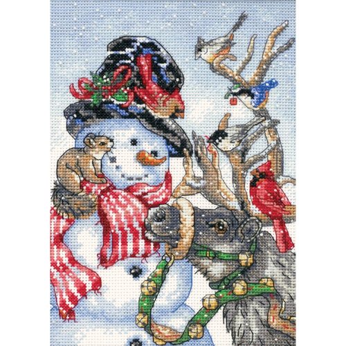 (image for) Gold Petites Snowman & Reindeer Counted Cross Stitch Kit